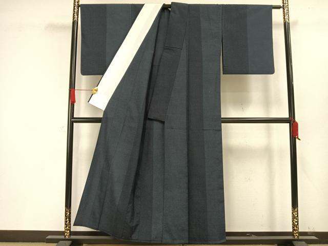 平和屋着物▽本塩沢 単衣 110亀甲 十字絣 正絹 逸品 AAAW1356fy