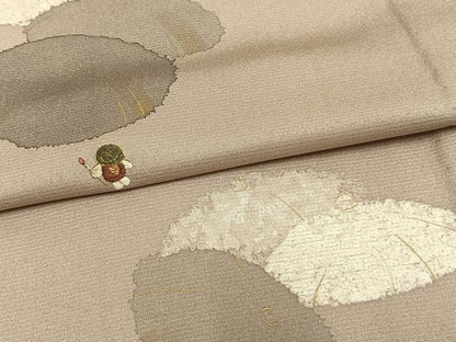 平和屋着物▽訪問着 単衣 駒刺繍 人物文 金糸 金彩 正絹 逸品 AAAW1358fy