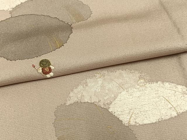 平和屋着物▽訪問着 単衣 駒刺繍 人物文 金糸 金彩 正絹 逸品 AAAW1358fy