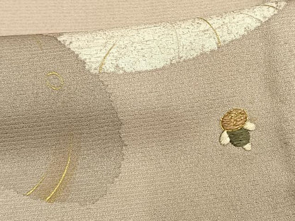 平和屋着物▽訪問着 単衣 駒刺繍 人物文 金糸 金彩 正絹 逸品 AAAW1358fy