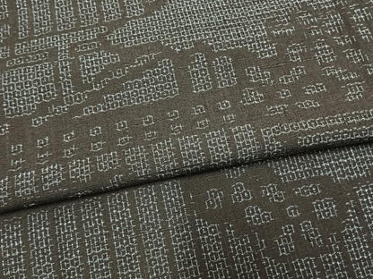 平和屋着物▽結城紬 単衣 80亀甲 風景文 正絹 逸品 AAAW1361fy