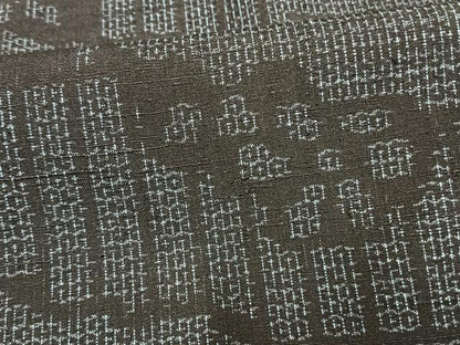 平和屋着物▽結城紬 単衣 80亀甲 風景文 正絹 逸品 AAAW1361fy
