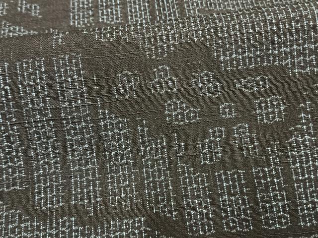 平和屋着物▽結城紬 単衣 80亀甲 風景文 正絹 逸品 AAAW1361fy