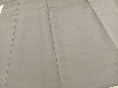 平和屋着物▽上質な紬 単衣 色無地 暁鼠色 反端付き 正絹 逸品 未使用 AAAW1364fy