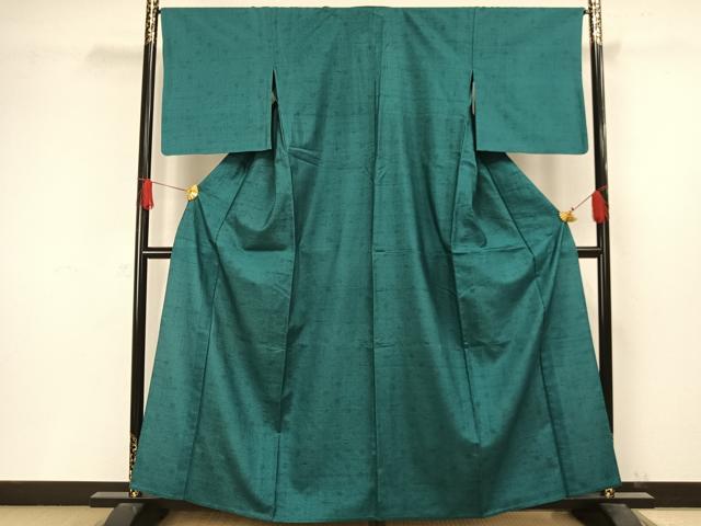 平和屋着物▽上質な小紋 単衣 紬地 舞葉文 正絹 逸品 AAAW1365fy