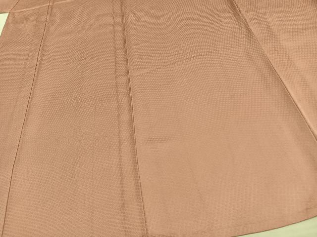 平和屋着物▽上質な色無地 単衣 鹿の子地紋 珊瑚色 正絹 逸品 未使用 AAAW1366fy
