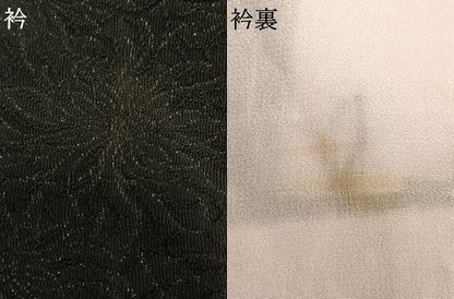 平和屋着物▽小紋　単衣　花尽くし　黒地　銀通し地　AAAW1367fy