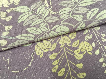 平和屋着物▽訪問着 単衣 紬地 型染め 藤花房 正絹 逸品 AAAW1370fy