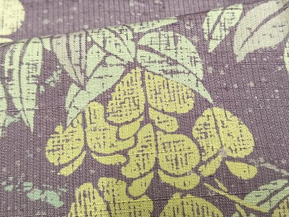 平和屋着物▽訪問着 単衣 紬地 型染め 藤花房 正絹 逸品 AAAW1370fy