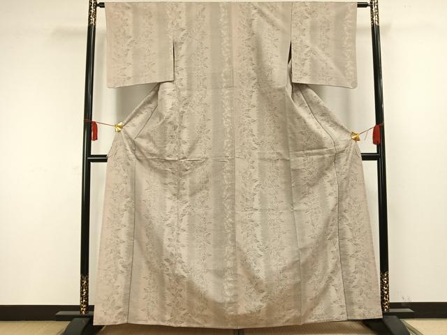 平和屋着物▽結城紬 単衣 100亀甲 舞蝶間道 正絹 逸品 AAAW1372fy
