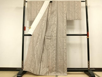平和屋着物▽結城紬 単衣 100亀甲 舞蝶間道 正絹 逸品 AAAW1372fy