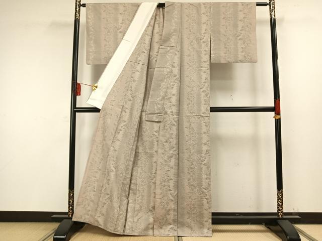 平和屋着物▽結城紬 単衣 100亀甲 舞蝶間道 正絹 逸品 AAAW1372fy