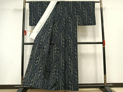 平和屋着物▽訪問着 単衣 幾何学文様 正絹 逸品 AAAW1373fy