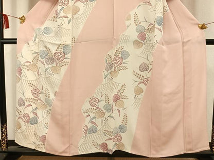 平和屋着物▽訪問着 単衣 道長草花文 正絹 逸品 AAAW1374fy