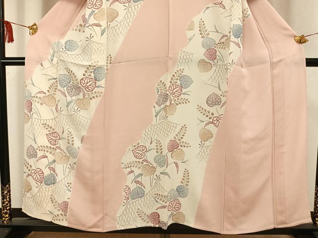 平和屋着物▽訪問着 単衣 道長草花文 正絹 逸品 AAAW1374fy