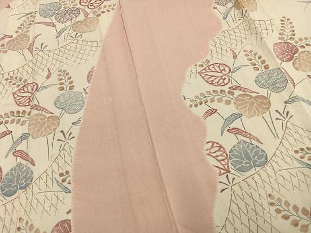 平和屋着物▽訪問着 単衣 道長草花文 正絹 逸品 AAAW1374fy