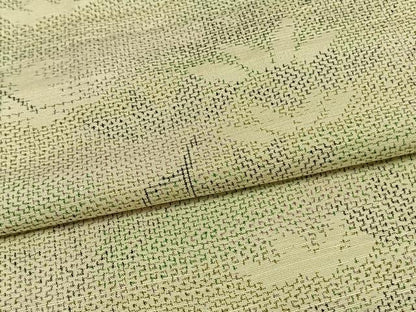 平和屋着物▽上質な紬　単衣　枝葉文　正絹　逸品　AAAW1382fy