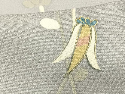 平和屋着物▽訪問着 単衣 草花文 暈し染め 金銀彩 正絹 逸品 AAAW1383fy