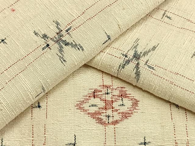 平和屋着物▽上質な紬 単衣 幾何学文様 正絹 逸品 AAAW1385fy