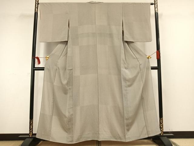 平和屋着物▽上質な小紋　単衣　浜ちりめん　伊と幸　市松水玉文　反端付き　正絹　逸品　AAAW1389fy