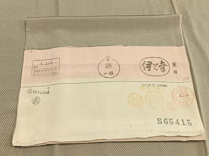 平和屋着物▽上質な小紋　単衣　浜ちりめん　伊と幸　市松水玉文　反端付き　正絹　逸品　AAAW1389fy