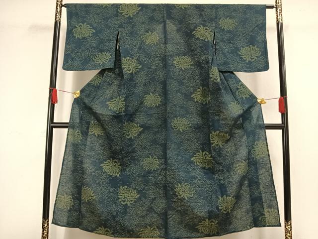 平和屋着物▽上質な小紋　単衣　草花文　逸品　AAAW1393fy