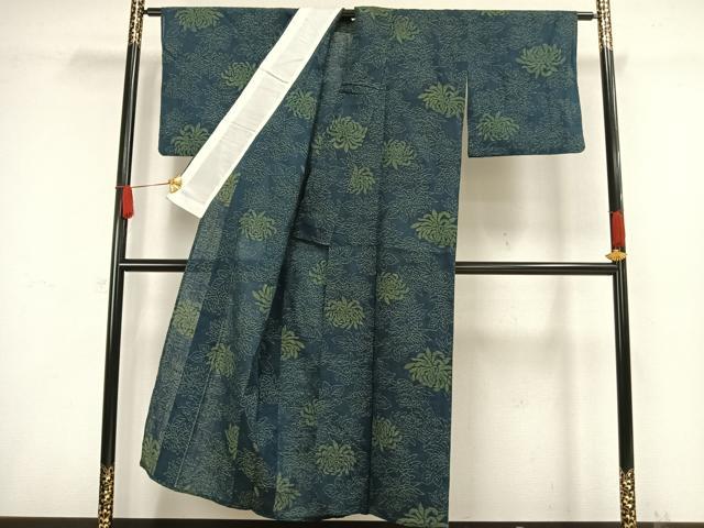 平和屋着物▽上質な小紋　単衣　草花文　逸品　AAAW1393fy