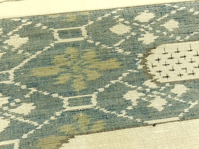 平和屋着物▽上質な紬　単衣　霞取り花文　正絹　逸品　AAAW1394fy