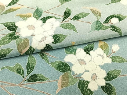 平和屋着物▽訪問着　単衣　友禅　枝花文　暈し染め　正絹　逸品　AAAW1397fy