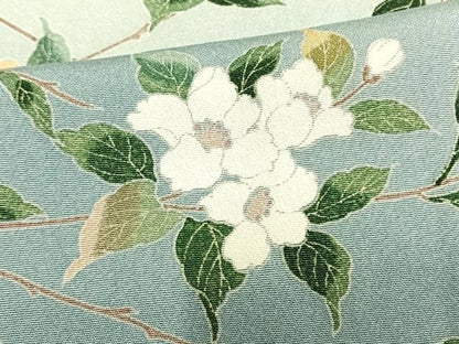 平和屋着物▽訪問着　単衣　友禅　枝花文　暈し染め　正絹　逸品　AAAW1397fy