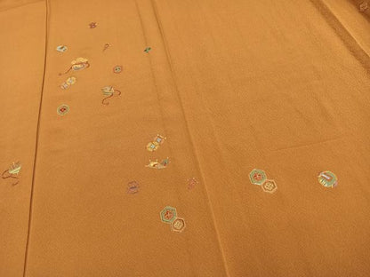 平和屋着物▽訪問着　単衣　総刺繍　宝尽くし文様　金糸　正絹　逸品　AAAW1400fy