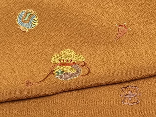 平和屋着物▽訪問着　単衣　総刺繍　宝尽くし文様　金糸　正絹　逸品　AAAW1400fy