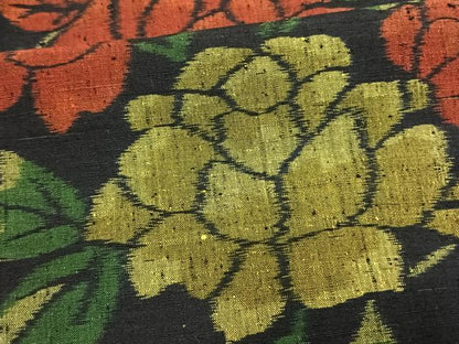 平和屋着物▽上質な紬 単衣 草花文 正絹 逸品 AAAW1401fy