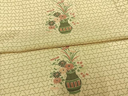 平和屋着物▽上質な小紋 単衣 草花陶器文 正絹 逸品 AAAW1402fy