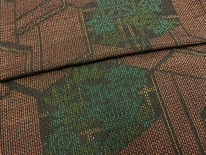 平和屋着物▽上質な紬 単衣 草花亀甲文 正絹 逸品 AAAW1403fy