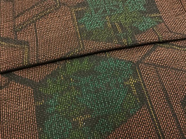平和屋着物▽上質な紬 単衣 草花亀甲文 正絹 逸品 AAAW1403fy