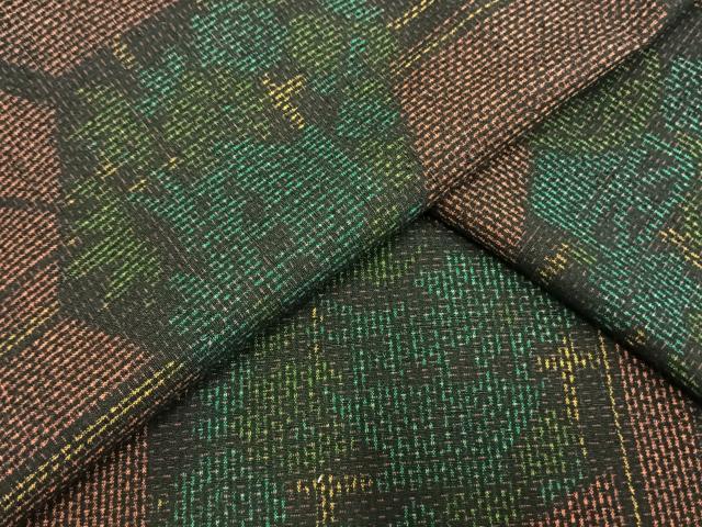 平和屋着物▽上質な紬 単衣 草花亀甲文 正絹 逸品 AAAW1403fy