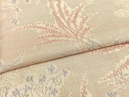 平和屋着物▽上質な紬 単衣 草花文 正絹 逸品 AAAW1404fy