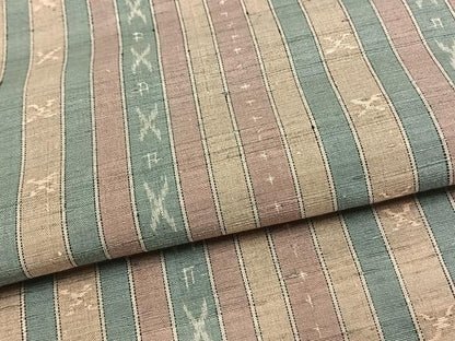平和屋着物▽上質な紬 単衣 縞 正絹 逸品 AAAW1407fy