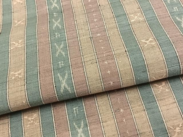 平和屋着物▽上質な紬 単衣 縞 正絹 逸品 AAAW1407fy
