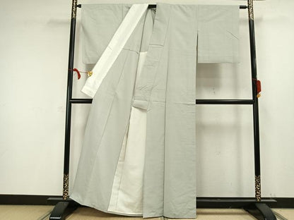 平和屋着物▽上質な紬 単衣 色無地 白花色 正絹 逸品 AAAW1409fy