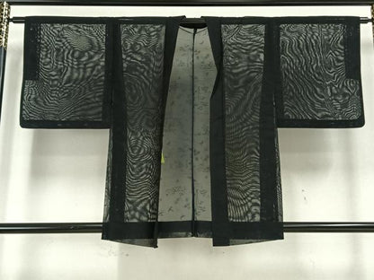 平和屋着物▽羽織　紗　スリーシーズン　春夏秋　塵除け　風景飛鳥文　黒地　正絹　逸品　AAAW1412fy
