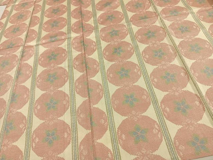 平和屋着物▽上質な紬 単衣 花丸文 正絹 逸品 AAAW1420fy