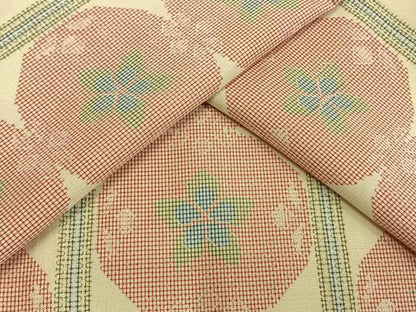 平和屋着物▽上質な紬 単衣 花丸文 正絹 逸品 AAAW1420fy