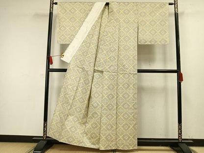 平和屋着物▽本場大島紬 単衣 花菱文 正絹 逸品 AAAW1422fy