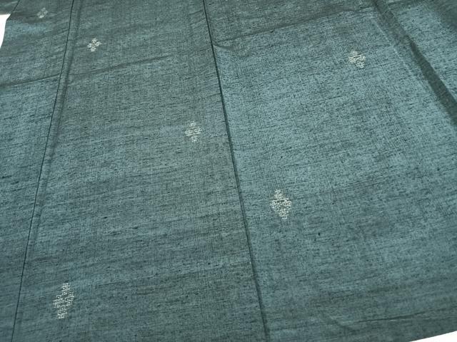 平和屋着物▽上質な紬　単衣　飛び亀甲柄　正絹　逸品　AAAW1423fy