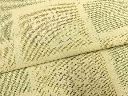 平和屋着物▽上質な紬 単衣 色紙花文 正絹 逸品 AAAW1424fy