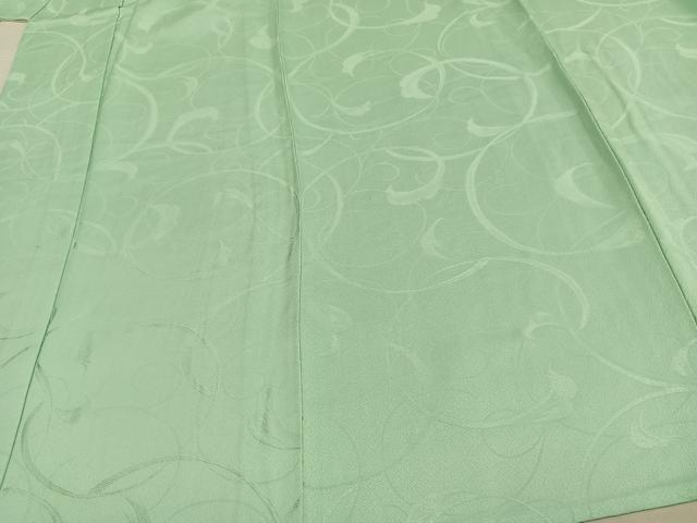 平和屋着物▽上質な色無地 単衣 唐草地紋 青竹色 正絹 逸品 AAAW1426fy