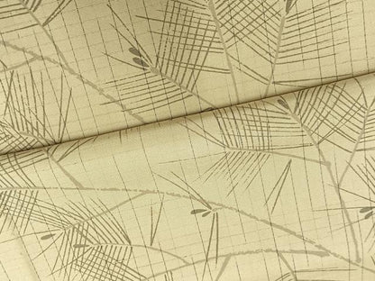 平和屋着物▽訪問着 単衣 紬地 枝葉文 正絹 逸品 AAAW1427fy