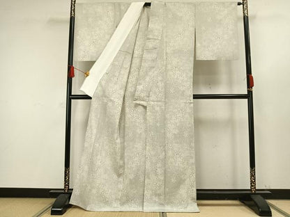 平和屋着物▽本塩沢　単衣　110亀甲　舞花文　正絹　逸品　AAAW1428fy